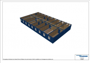 1-этажное модульное быстровозводимое здание контейнерного типа CONTAINEX из 18 офисных блок модулей проект 2