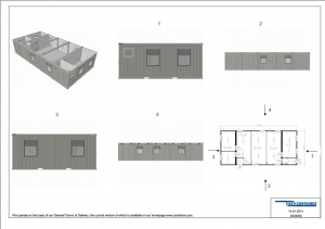 1-этажное модульное быстровозводимое здание контейнерного типа CONTAINEX из 4 офисных и 1 сантехнического блок модулей проект 3