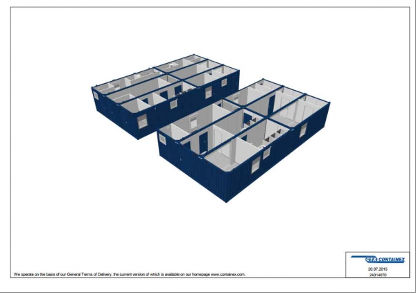 1-этажное модульное быстровозводимое здание контейнерного типа CONTAINEX из  блок модулей проект 16