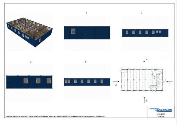 1-этажное модульное быстровозводимое здание контейнерного типа CONTAINEX из  блок модулей проект 22