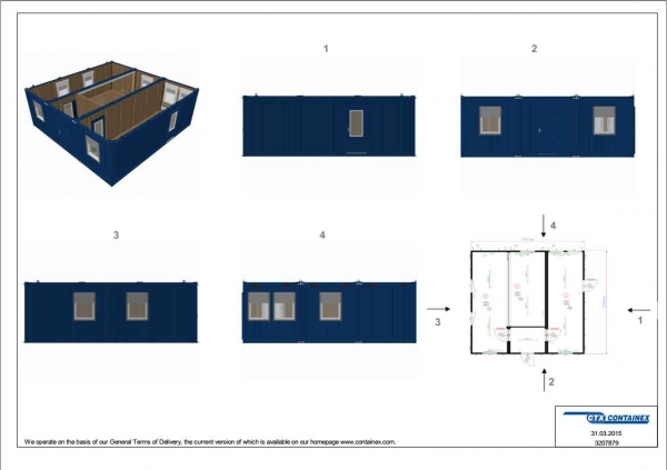 1-этажное модульное быстровозводимое здание контейнерного типа CONTAINEX из  блок модулей проект 5