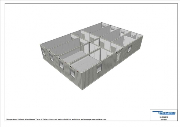 1-этажное модульное быстровозводимое здание контейнерного типа CONTAINEX из  блок модулей проект 7