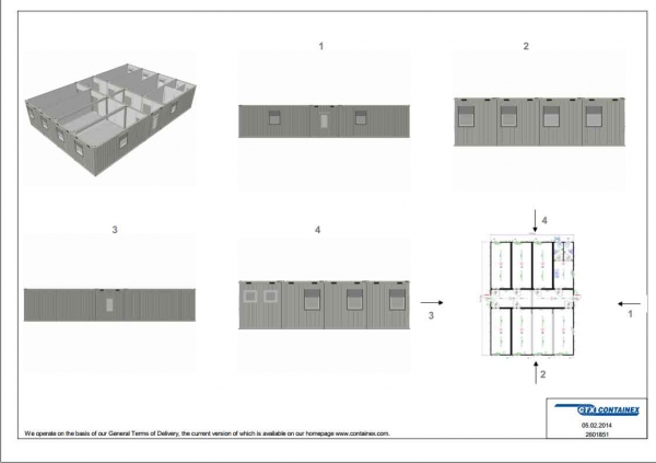 1-этажное модульное быстровозводимое здание контейнерного типа CONTAINEX из  блок модулей проект 7