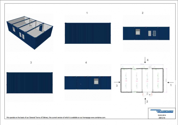 1-этажное модульное быстровозводимое здание контейнерного типа CONTAINEX из  блок модулей проект 8